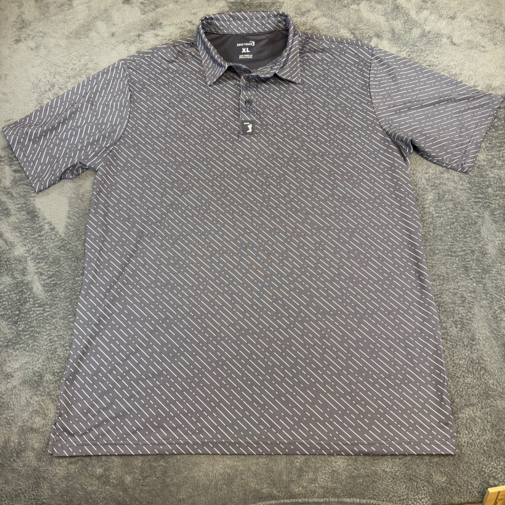 Bogey Bros Mens XL Grey White Dashed Performance Golf Polo Shirt Short Sleeve